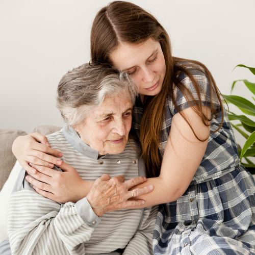 Caregiver with elderly person